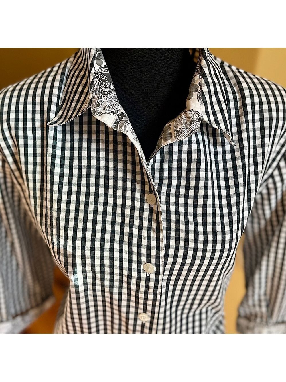 Aria Vintage Gingham Black and White Button Down